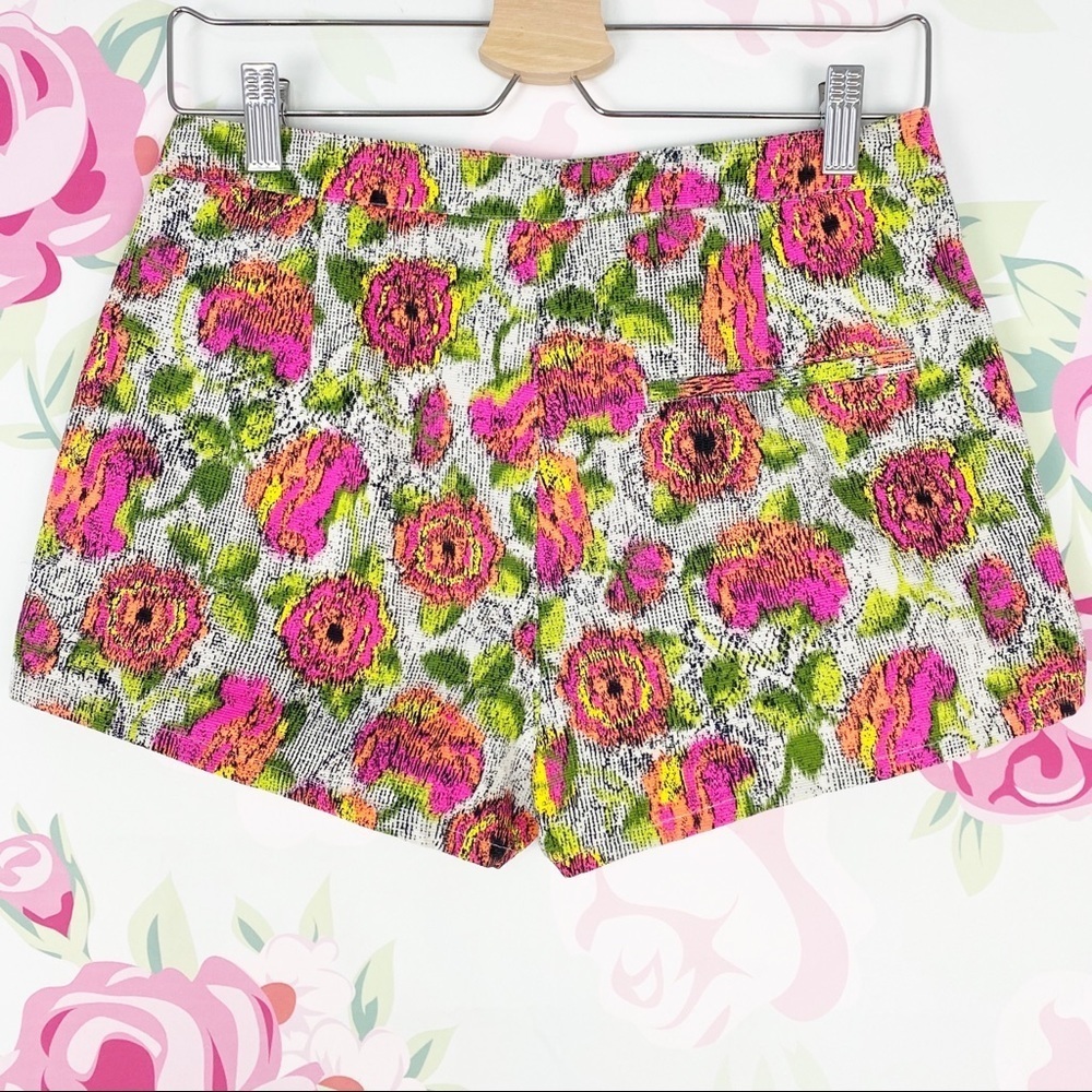 Zara Floral Print Neon High Rise Shorts S - Picture 8 of 10